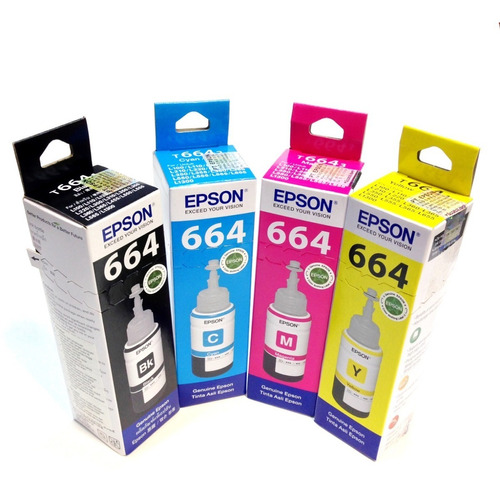 Botella Tinta Epson T664 Original Set De 4 Colores Wis