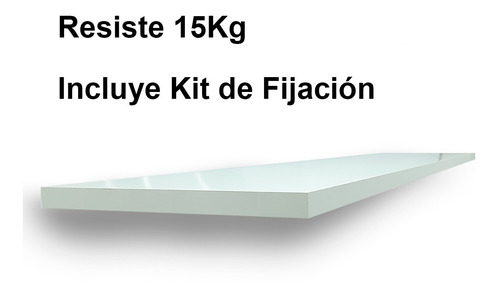 Imagen 4 de 6 de Estante Repisa Flotante Invisible Blanco 90x20cm Completo