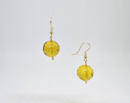 Aretes De Ambar Facetado En Forma De Esfera