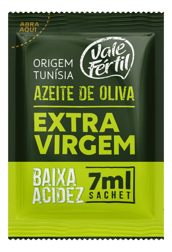 Azeite de Oliva Extra Virgem Tunisiano Vale Fértil Sachê 7ml