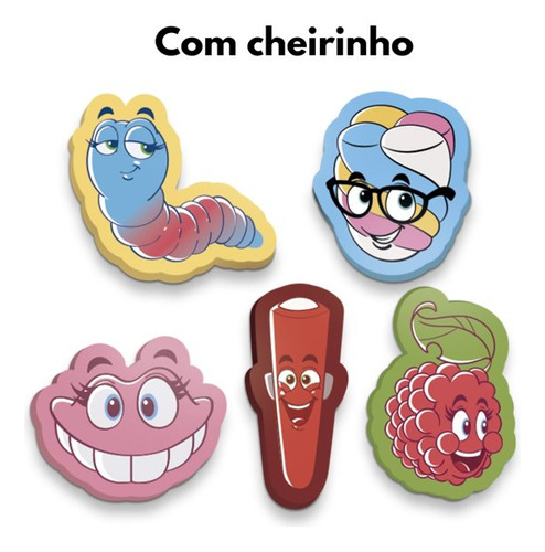 Borracha Com Aroma Personagens Fini Kit C/ 3 Un Sortido