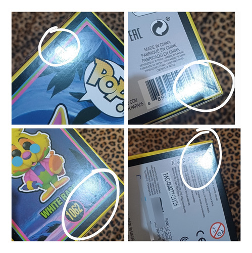 Funko Pop White Rabbit 1062 Black Light (caja C/daños)