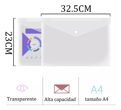 De 20pcs Carpetas Folder Plastico Plastico Documento A4 De