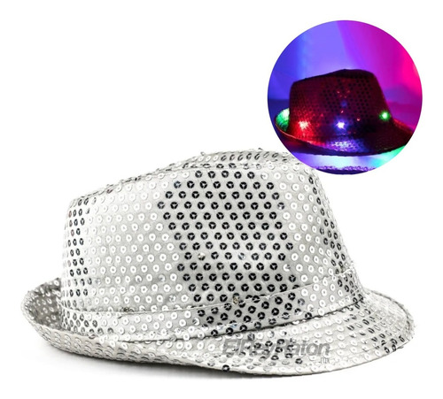 Sombrero Con Luz Fedora Luminoso Fiestas Eventos Batucada