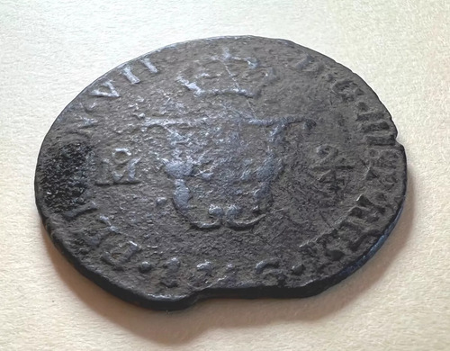 Moneda 2/4 Dos Cuartos Real Fernando Vll Cobre 1816 Colonial