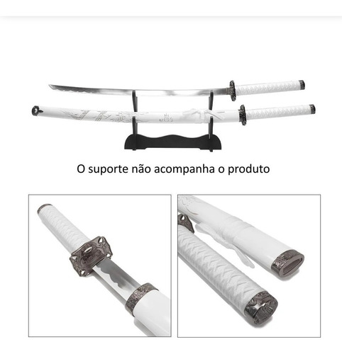Espada Katana Tamanho Real Dragão Esculpido Bainha Aço 440c
