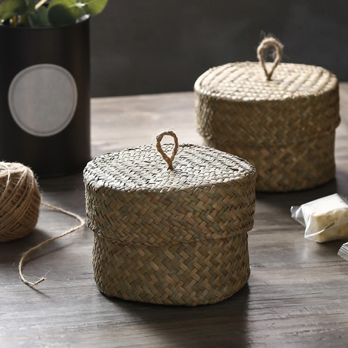 Cesta De Armazenamento Redonda Seagrass Container Caixa De