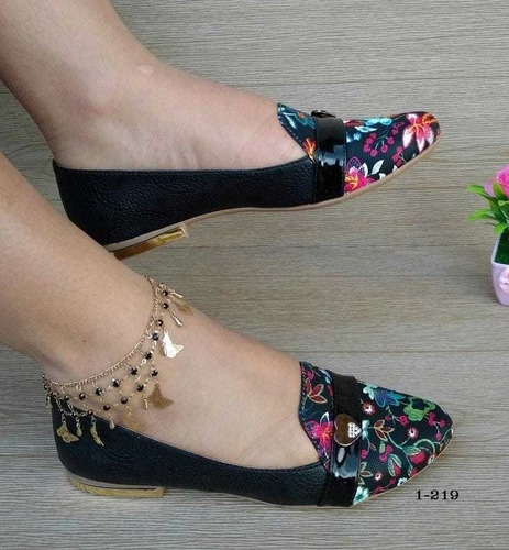 Baleta Color Negro De Flores Todas Las Tallas Para Mamá