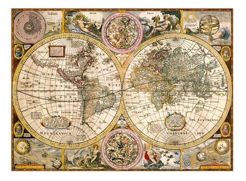 Imagen 2 de 2 de Rompecabezas Clementoni High Quality Collection Old Map 33531 de 3000 piezas