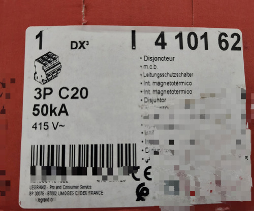 Interruptor Automatico 3p 20a Curva C 50ka 410162 Legrand