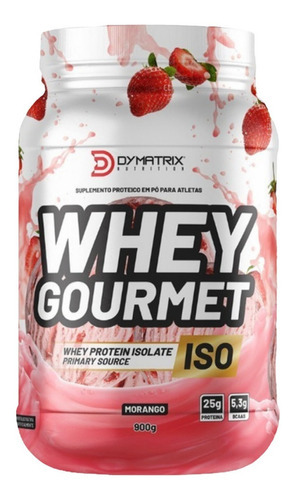 Kit 2 Unid.whey Protein Gourmet Iso Dymatrix 900g Sabor Morango