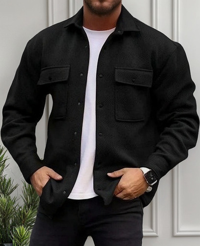 Chamarra Casual De Camisa Delgada Con Botones Para Hombre