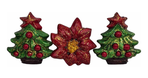 3 Arboles De Navidad Adorno Colgantes Navideños Ceramica 