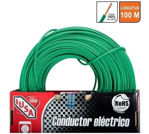 Cable Calibre 14 Thw-ls / Thhw-ls 100 M Verde Iusa