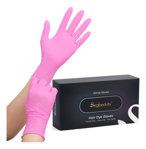 Segbeauty Guantes Desechables Rosados, 100 Unidades, Sin Gom