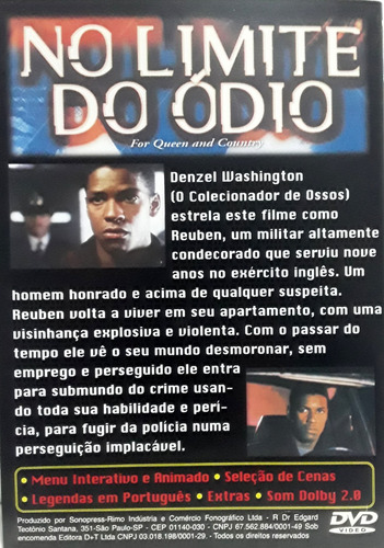 Dvd No Limite Do Ódio ( Herói Sem Pátria ) Denzel Washington