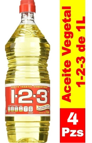 Aceite Vegetal 1-2-3 Pack 4 Pzas