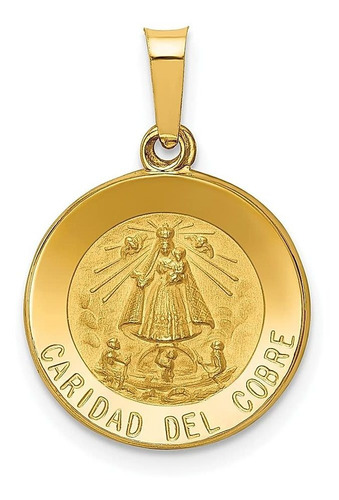 Collar Con Dije De Medalla Caridad Del Cobre, Oro Amarillo .