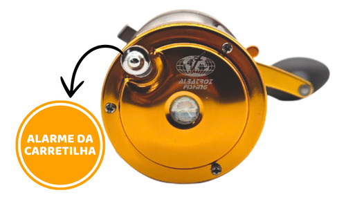 Carretilha Manivela Albatroz Omega 60 Dourada P/pescadireita