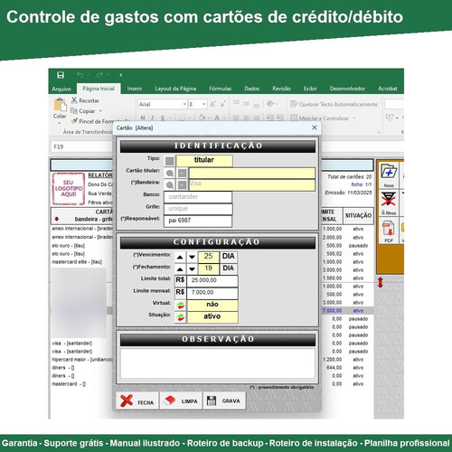 Planilha De Controle De Gastos Com Cartões De Crédito