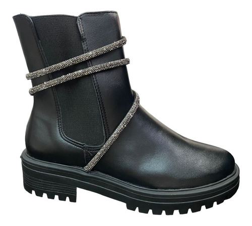 Bota Coturno Via Marte Corda Strass Brilho 23-8504 Original