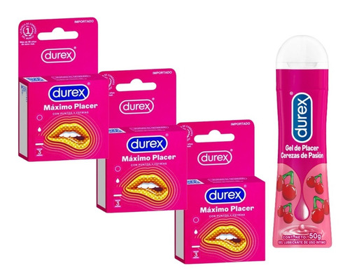 Durex Máximo Placer Pack 9 Condones + 1 Lubricante Cherry