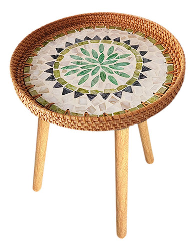 Mesa Auxiliar De Ratán, Mesa De Noche, Mesa Bohemia 50cm
