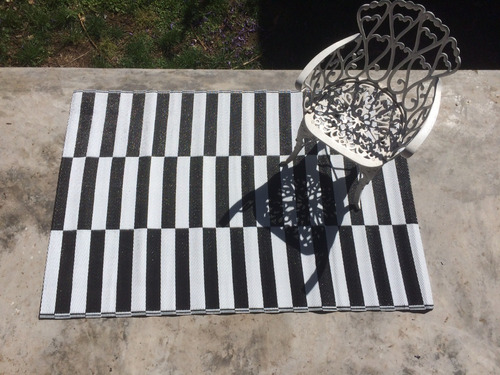 Alfombra Carpeta Lavable Exterior Jardin Blanco Y Negro