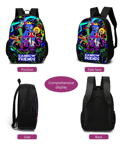 K Conjunto De 3 Bolsas De Lona Mochila Roblox Rainbow Friend