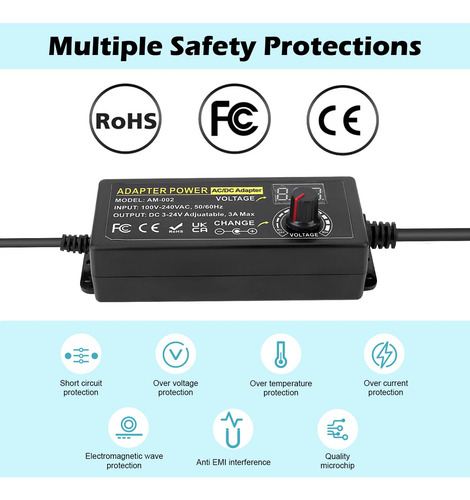 Adaptador De Corriente Ajustable Towisituati Universal 3v-24