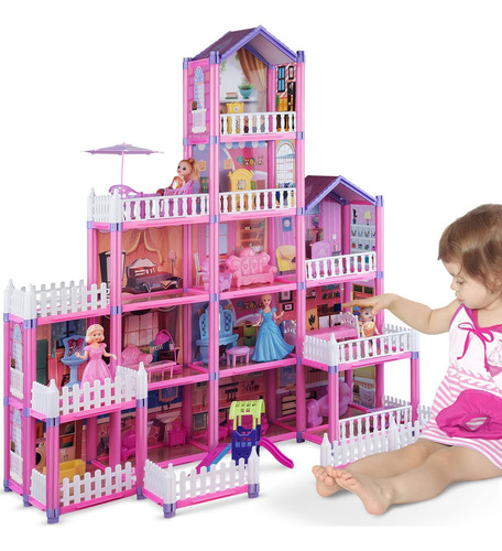 Casa De Muñecas Grande - Dream House Con Accesorios Y Muñeca Color Multicolor