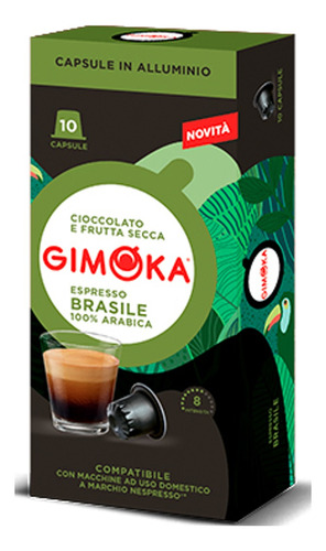 Café Gimoka Brasile, Cápsulas De Aluminio Para Nespresso X10