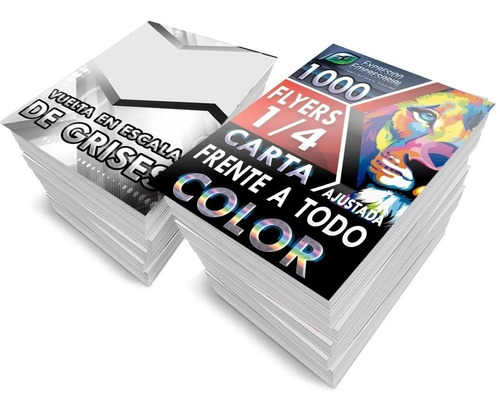 Mil Volantes Cuarto De Carta Flyers 1/4 Frente A Color 4x1 