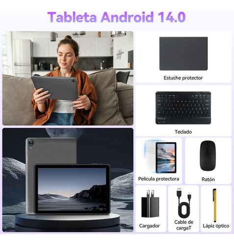 Tablet 10.1 Android 14 12gb+128gb Bluetooth 5.4 Tablets