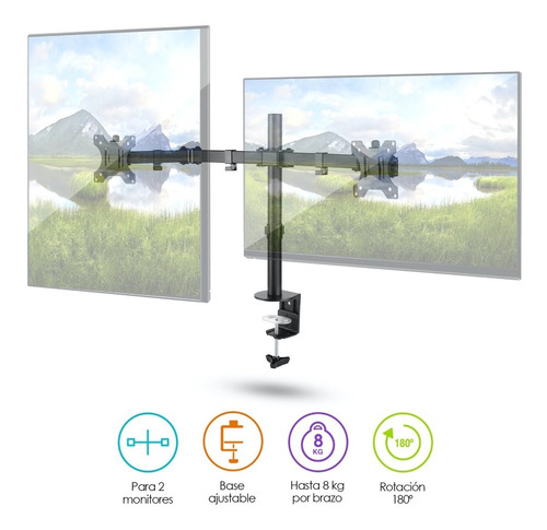 Imagen 2 de 9 de Soporte Para Monitor Doble Brazo 13-32 Con Base Redlemon