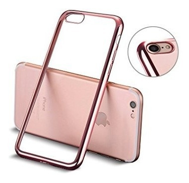 Forros Transparentes Con Borde Dorado Y Rosado iPhone 5 6