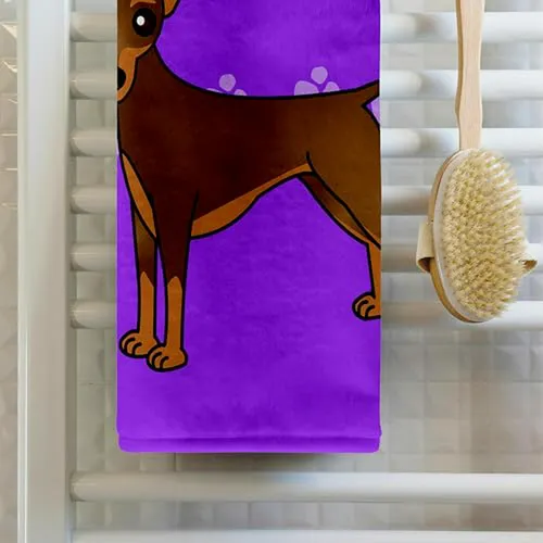 Toalla 3d De Doberman Pinscher Rojo - Perro Cartoon - Morado