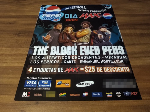 (pd886) Publicidad The Black Eyed Peas Club Ciudad * 2007