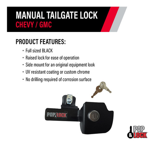 Bloqueo De Portón Trasero Manual Pop & Lock Pl1100 Para Chev
