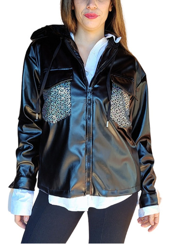 Campera Ecocuero/engomado Frizado Laque Cool (s Al Xxl) 