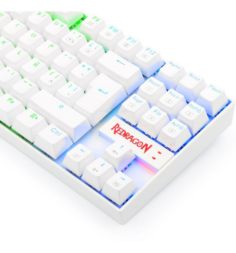 Teclado gamer Redragon Kumara K552 QWERTY Outemu Red español latinoamérica color blanco con luz RGB