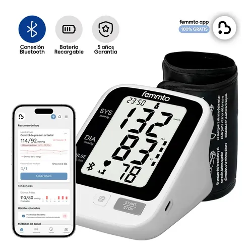 Tensiometro Digital Brazo Bluetooth Presion Arterial Aparato Para Tomar Presion Batería Recargable Usb Medidor Automatico Femmto