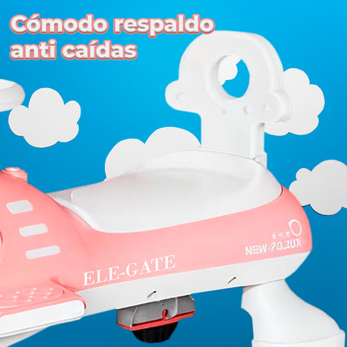Carro Montable Patinete Cuatro Ruedas Nave Espacial Niños Color Rosa Carrito Infantil Ele-Gate