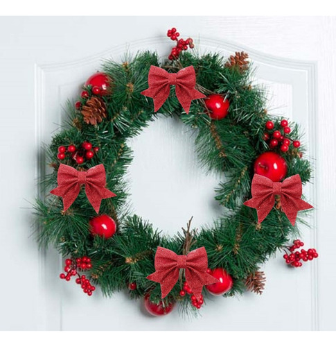 X4 Lazos Decoracion Navideña Adornos De Navidad Decoracion Color Rojo