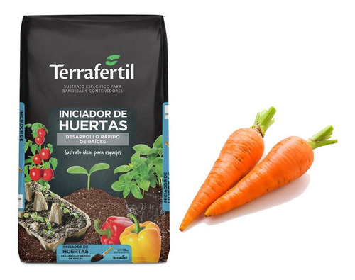 Sustrato Huertas Terrafertil 10lt Con Semillas De Zanahoria