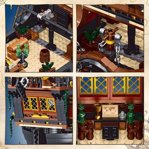 Juego De Bloques De Construcción Barco Pirata 1328 Piezas