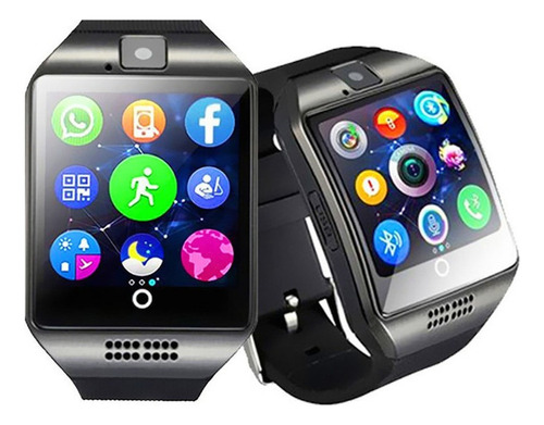 Q18 Smart Watch Mobile Card Bluetooth Smart Wear Color De La Caja Negro Color De La Correa Negro Color Del Bisel Negro