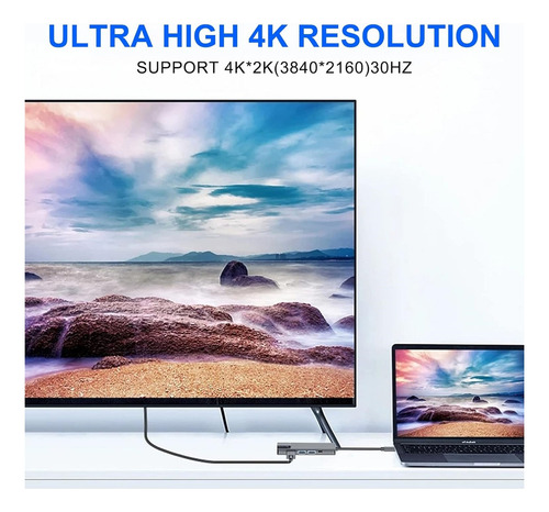 Hub 5 En 1 Usb C Usb 3 Hdmi 4k Pd Lan Rj45 Gigabit 1000mbps