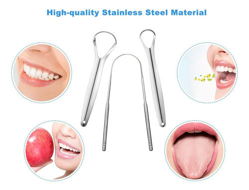3 Pcs Metal Tongue Scraper, Tongue Scrapers For Adults,