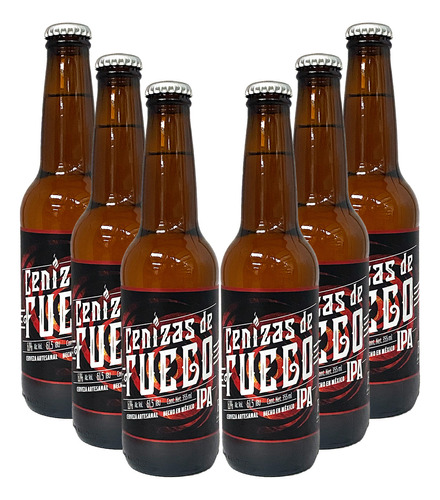 Six Pack Cerveza Artesanal Cenizas De Fuego Ipa 355 Ml